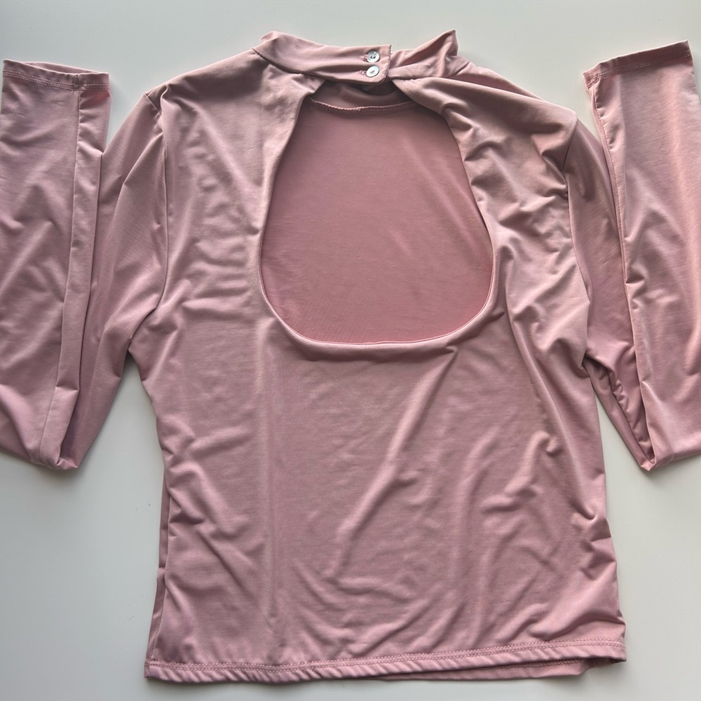 Pink Open-Back Long Sleeve Top